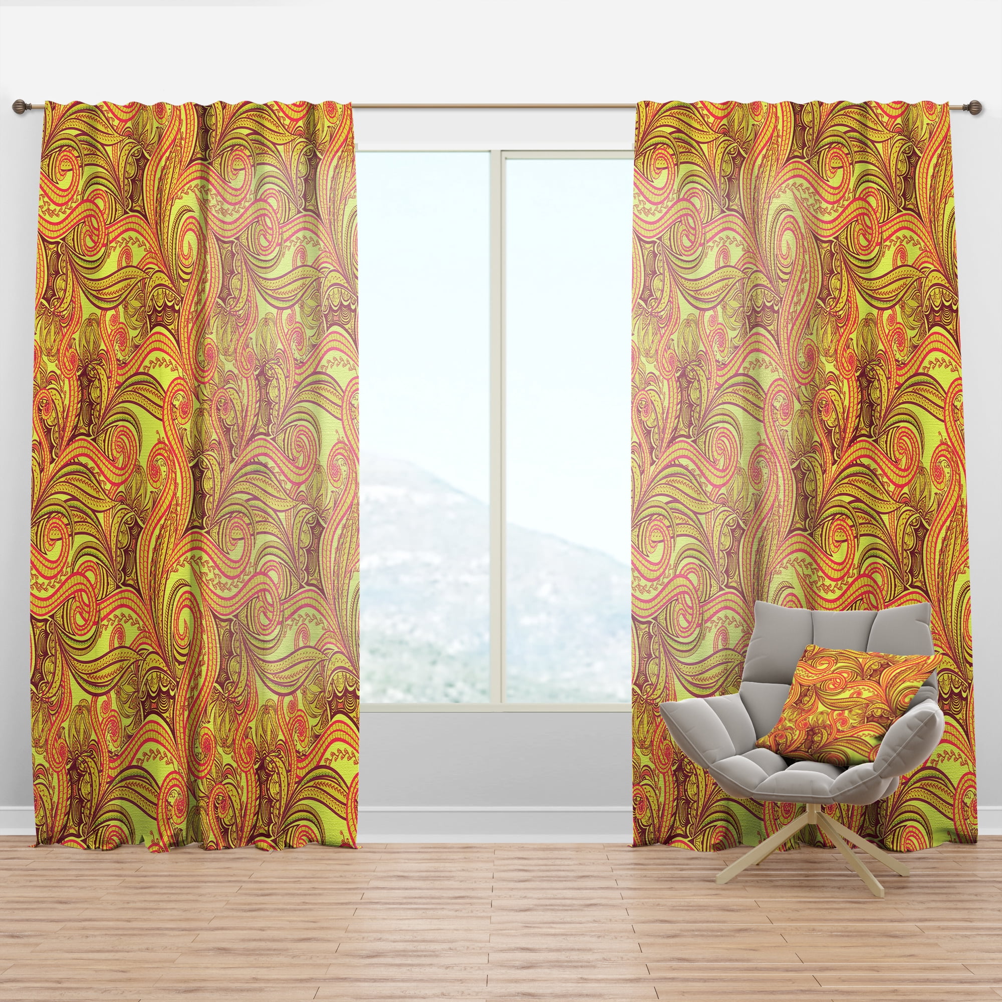 Designart 'Abstract Ornament Ethnic Pattern' Bohemian & Eclectic Curtain Panel