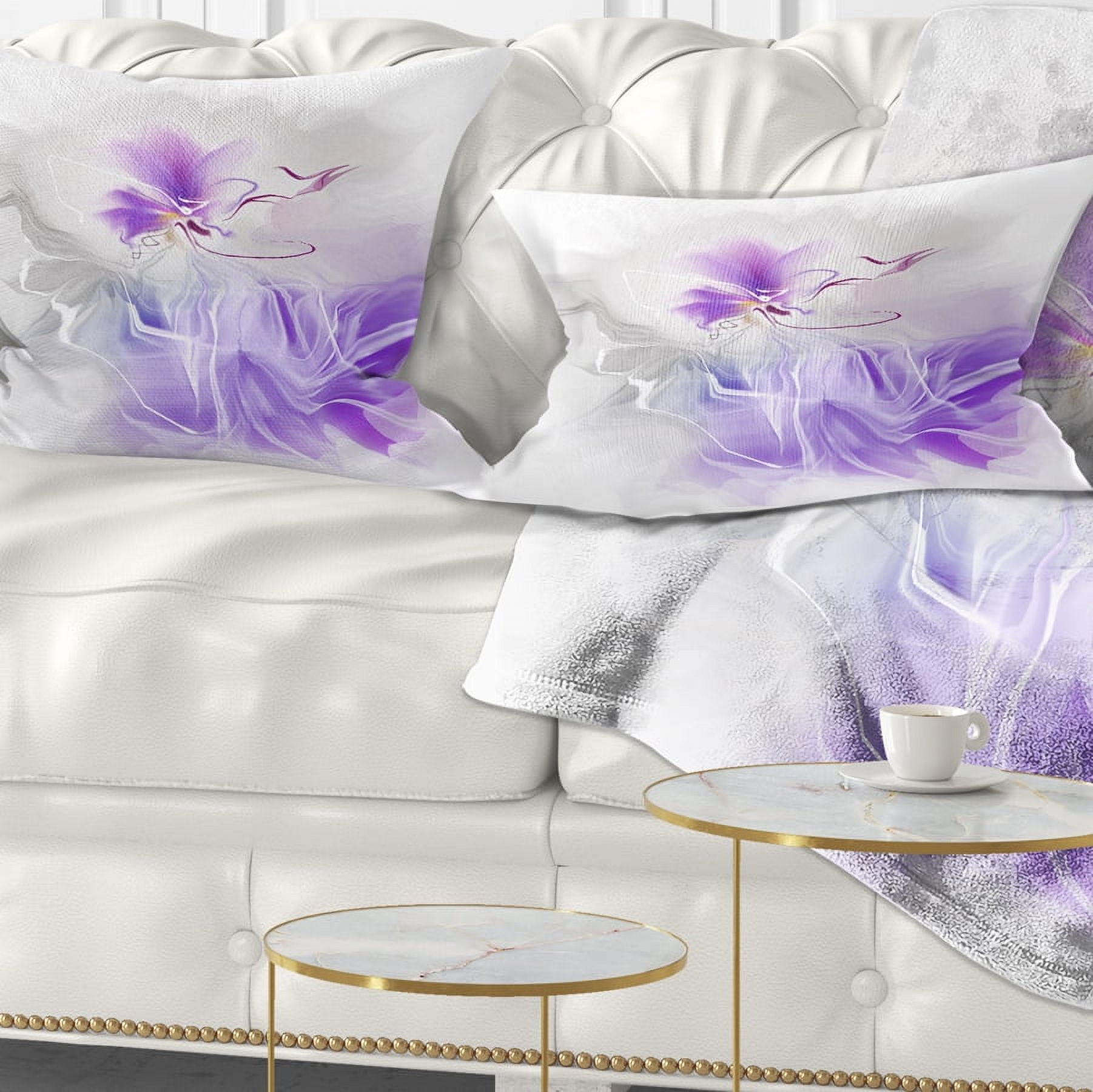 Designart Abstract Painted Blue Floral Design - Floral Throw Pillow - 12x20