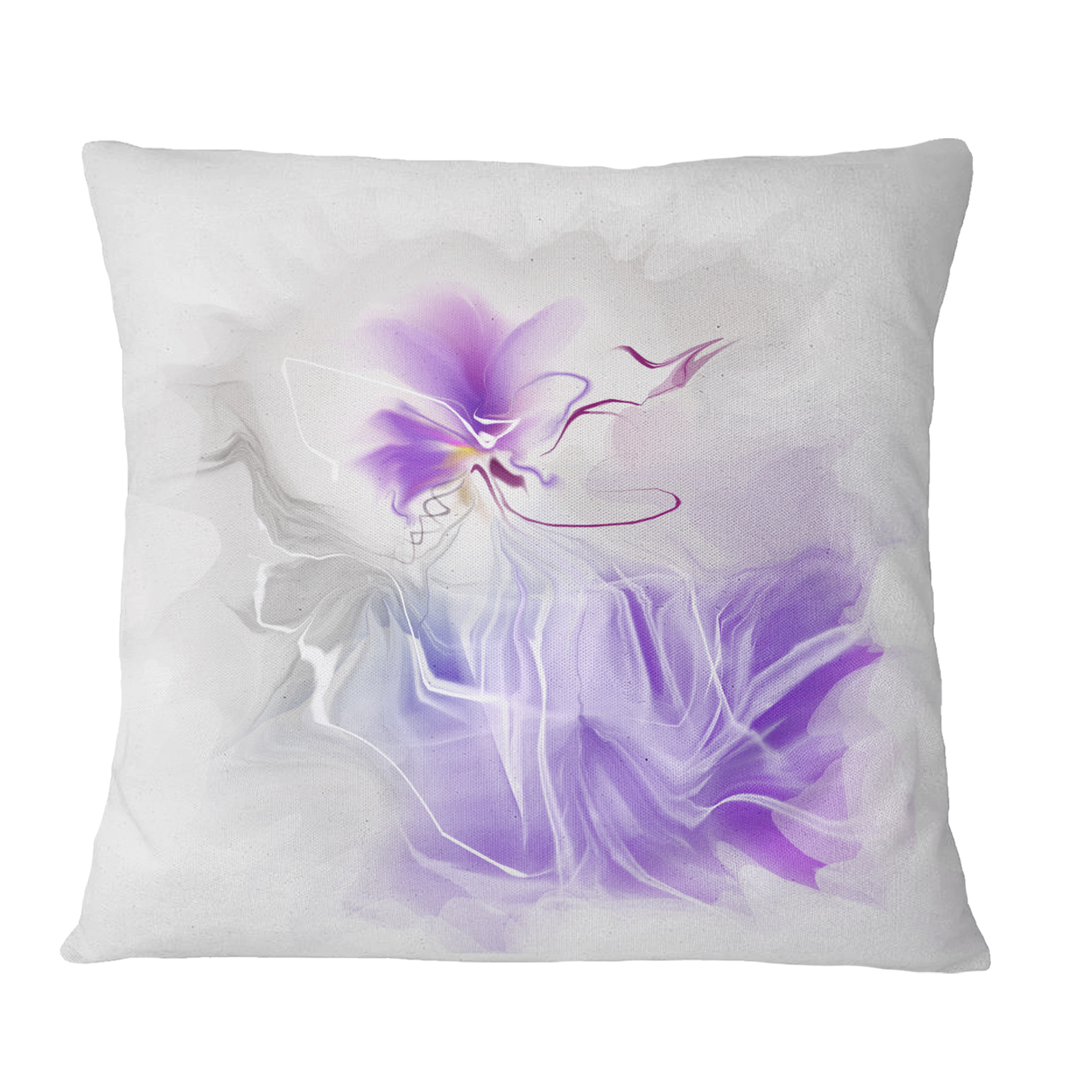 Designart Abstract Painted Blue Floral Design - Floral Throw Pillow - 16x16