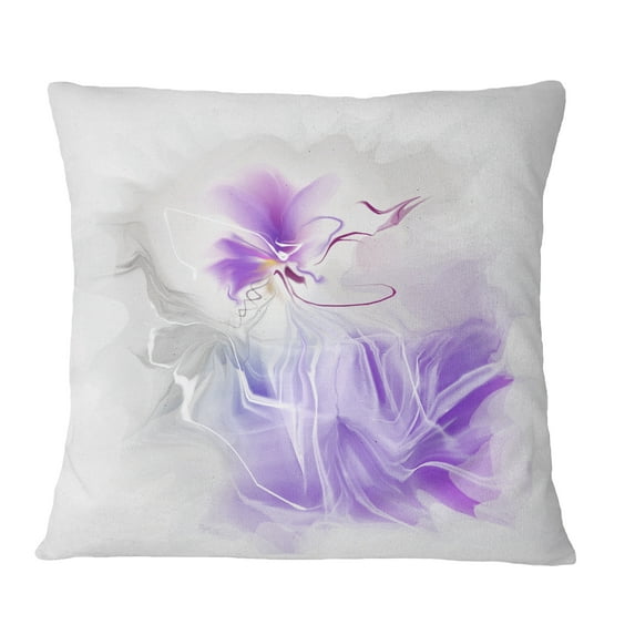 Designart Abstract Painted Blue Floral Design - Floral Throw Pillow - 16x16