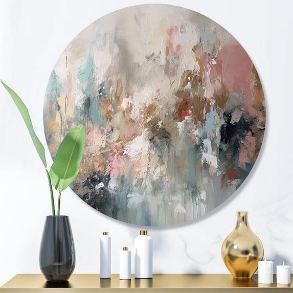 Designart "Abstract Painting with Bold Brushstrokes I" Abstract Metal Round Wall Art