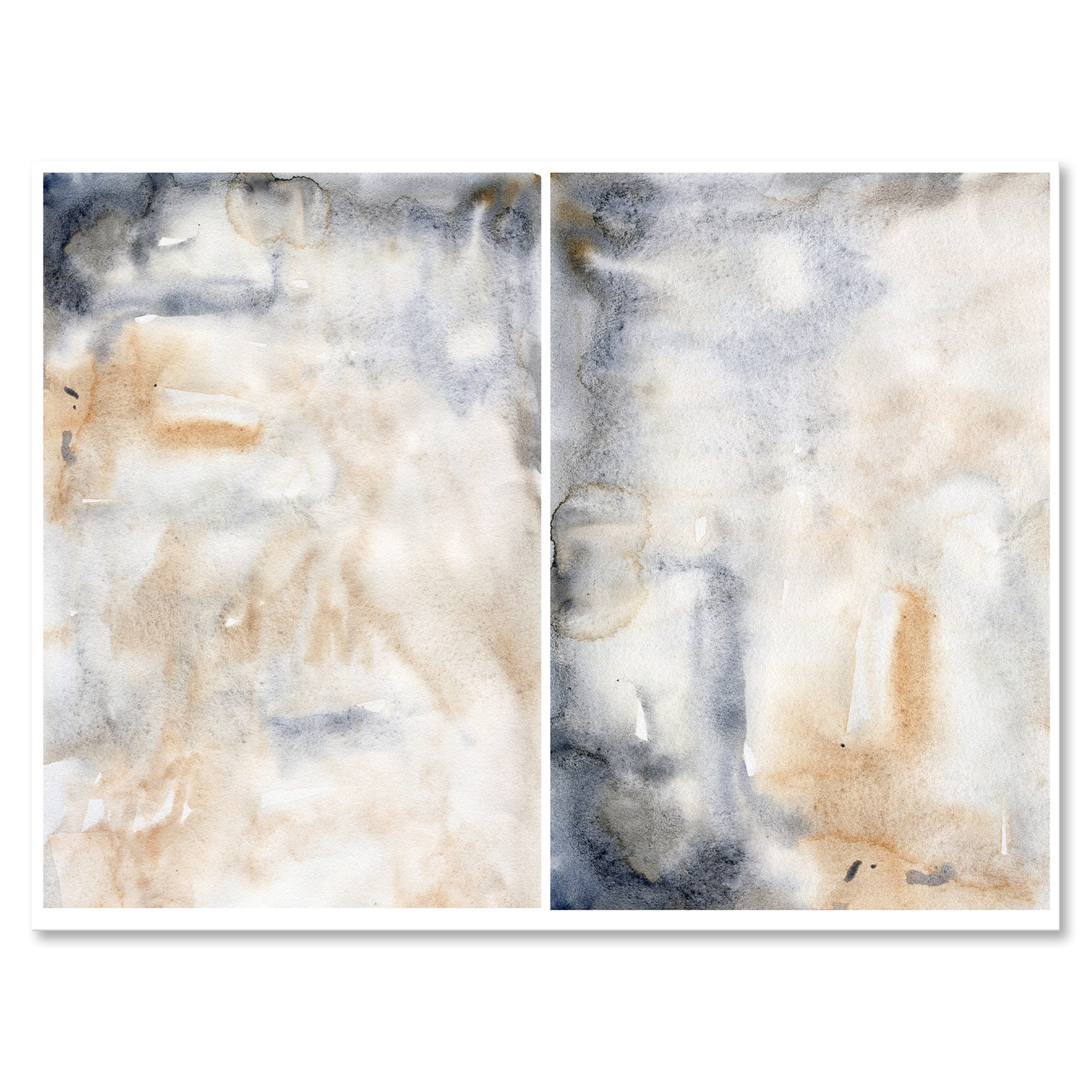 Designart ' Abstract Paste With Dark Blue and Beige ' Modern Canvas Wall Art Print