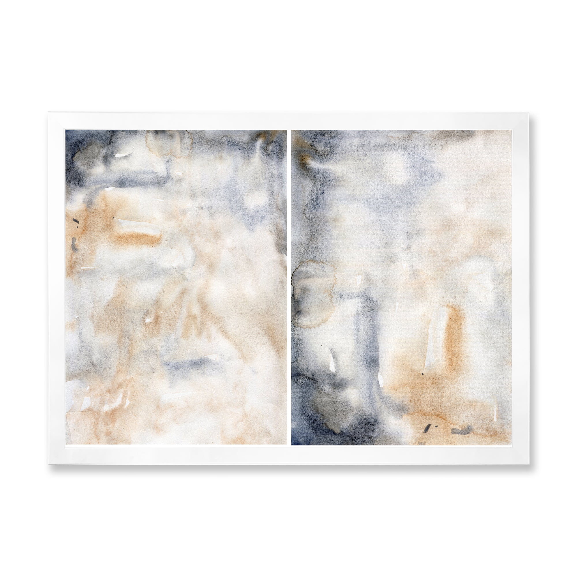 Designart 'Abstract Paste With Dark Blue and Beige' Modern Framed Art Print