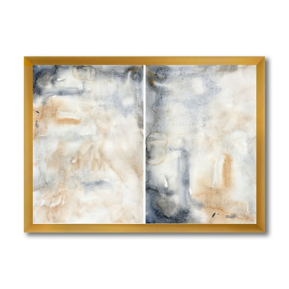 Designart 'Abstract Paste With Dark Blue and Beige' Modern Framed Art Print