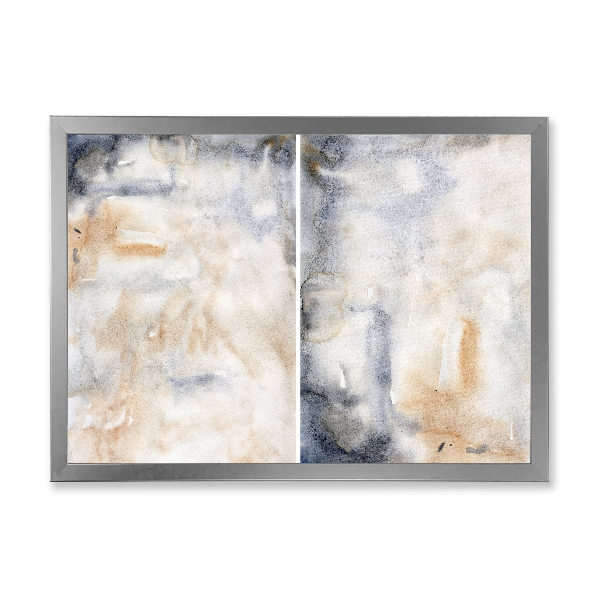Designart 'Abstract Paste With Dark Blue and Beige' Modern Framed Art Print
