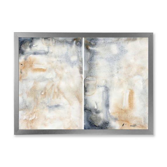 Designart 'Abstract Paste With Dark Blue and Beige' Modern Framed Art Print