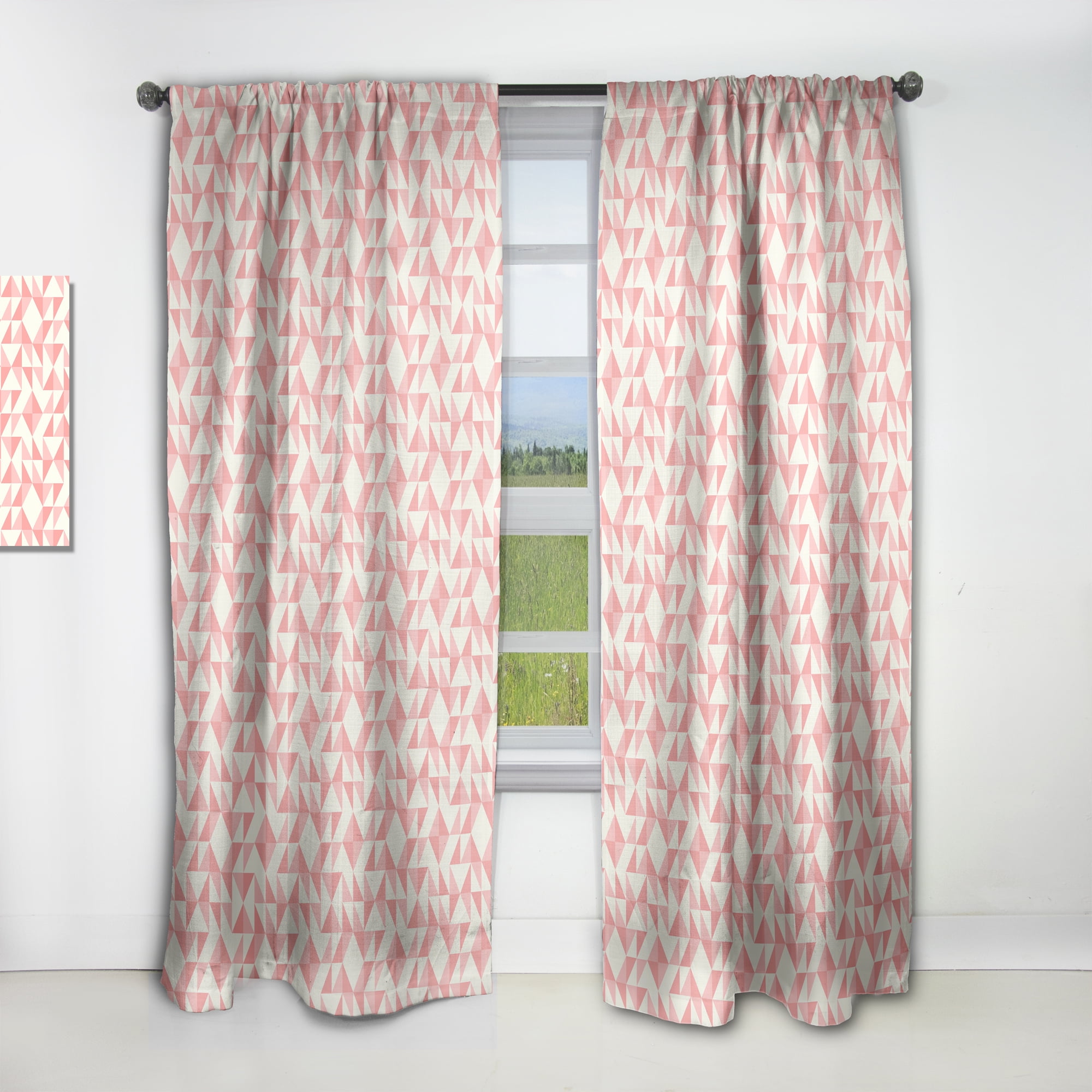 Designart 'Abstract Patchwork Quilting, Geometric Pattern' Mid-Century Modern Curtain Panel