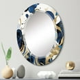 thumbnail image 1 of Designart "Abstract Pattern with Blue and Golden Textures XII" Minimalism Round Wall Mirror - Modern Oval Printed Decorative Oversized Mirror - Multiple Color Options, 1 of 4