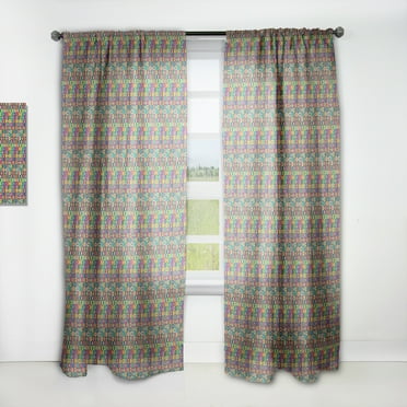 Designart 'Abstract Pattern Colors Squares' Modern & Contemporary Curtain Panel