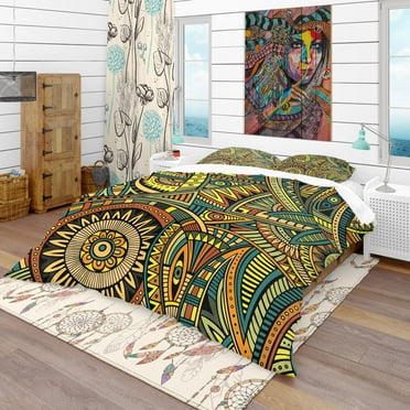 Designart 'Abstract Pattern Made Up of Flower' Bohemian & Eclectic Duvet Cover Set