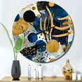 thumbnail image 1 of Designart "Abstract Pattern with Blue and Golden Textures XIX" Modern Geometric Oversized Wall Clock, 1 of 5