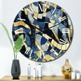thumbnail image 1 of Designart "Abstract Pattern with Blue and Golden Textures XVII" Minimalism Oversized Wall Clock, 1 of 5