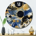 thumbnail image 1 of Designart "Abstract Pattern with Blue and Golden Textures XXIII" Modern Geometric Oversized Wall Clock, 1 of 5