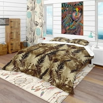 Designart 'Abstract Pattern with Imprints of Flying Bird Feathers' Southwestern Duvet Cover Set
