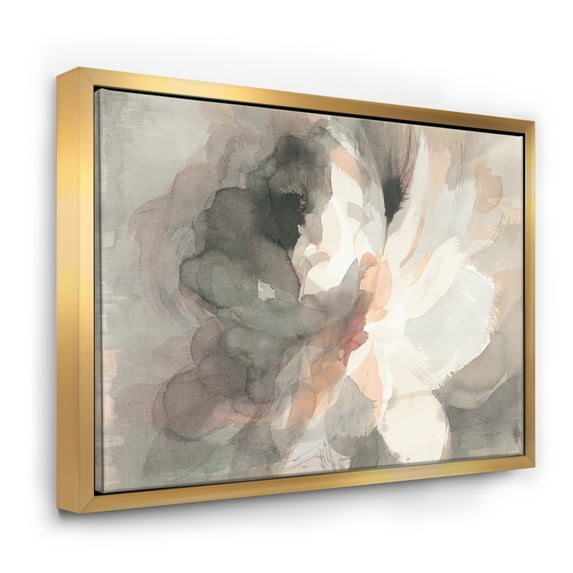 Designart ' Abstract Peony Grey ' Pink Modern Framed Canvas