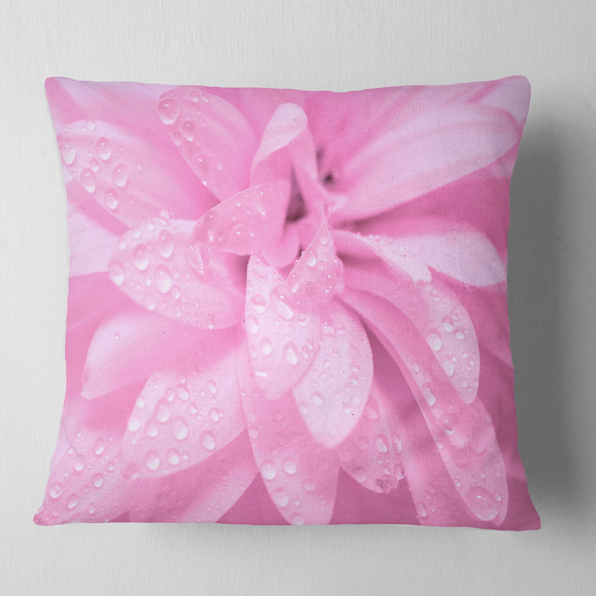 Designart Abstract Pink Flower with Petals - Floral Throw Pillow - 18x18