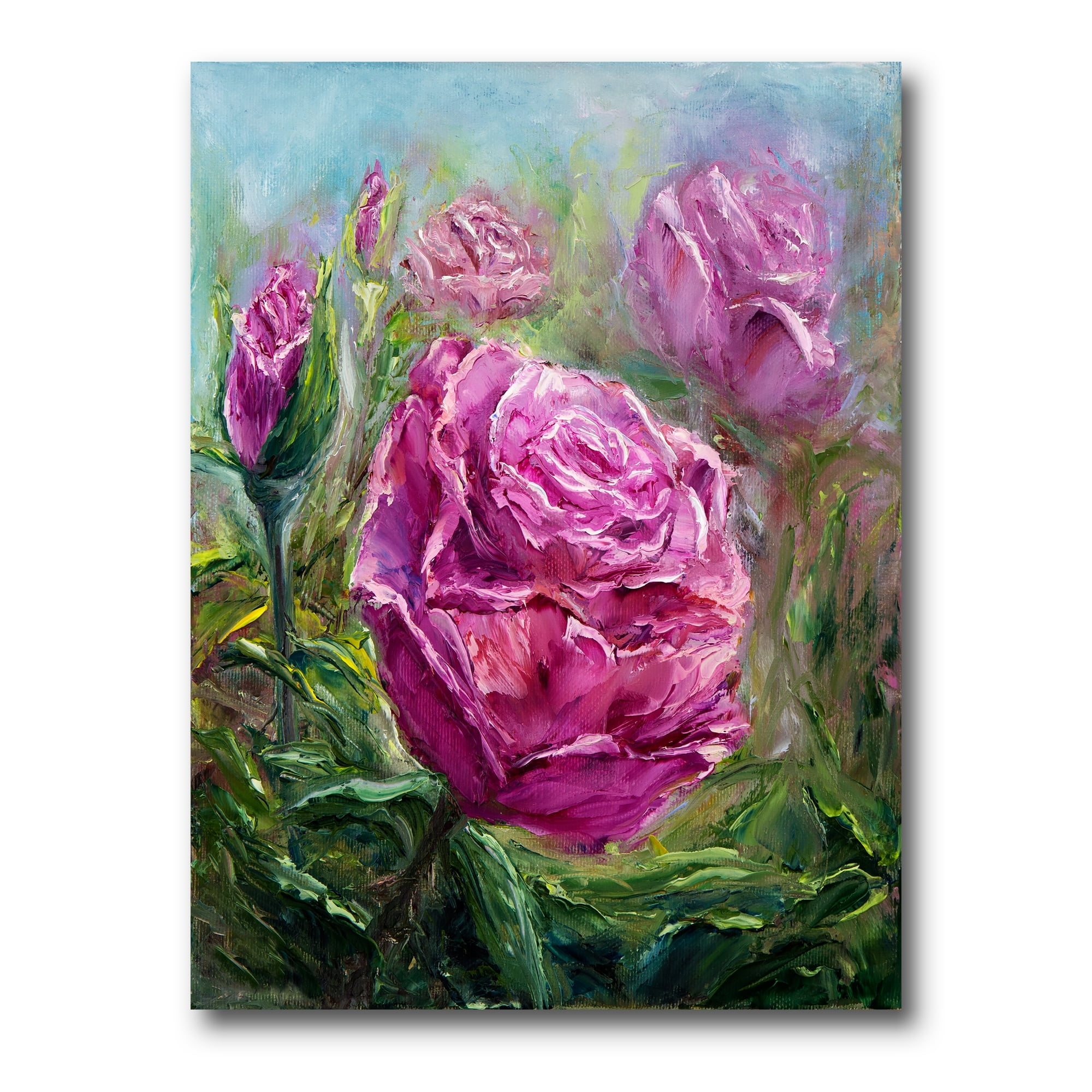 Designart ' Abstract Pink Peonies ' Traditional Canvas Wall Art Print