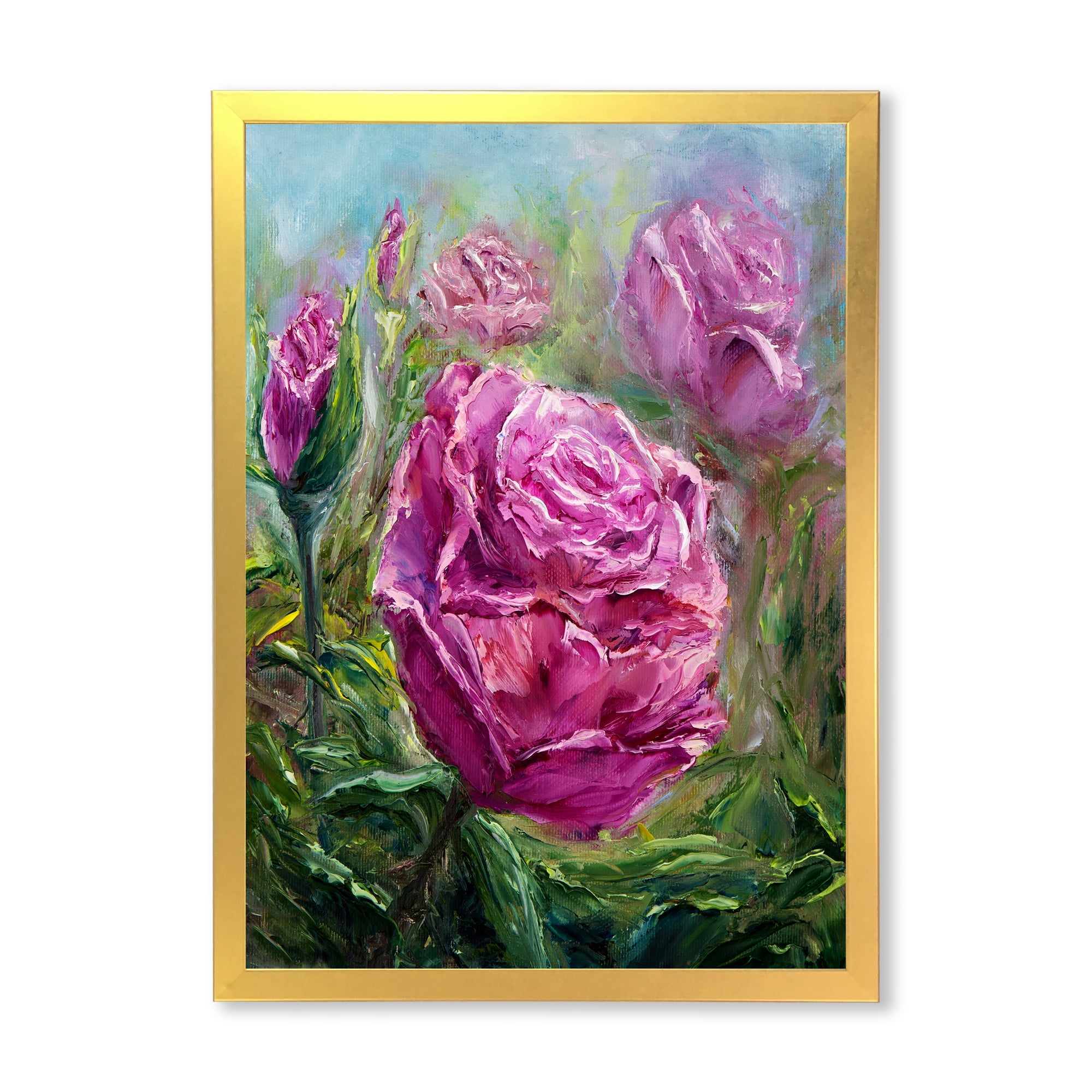 Designart 'Abstract Pink Peonies' Traditional Framed Art Print