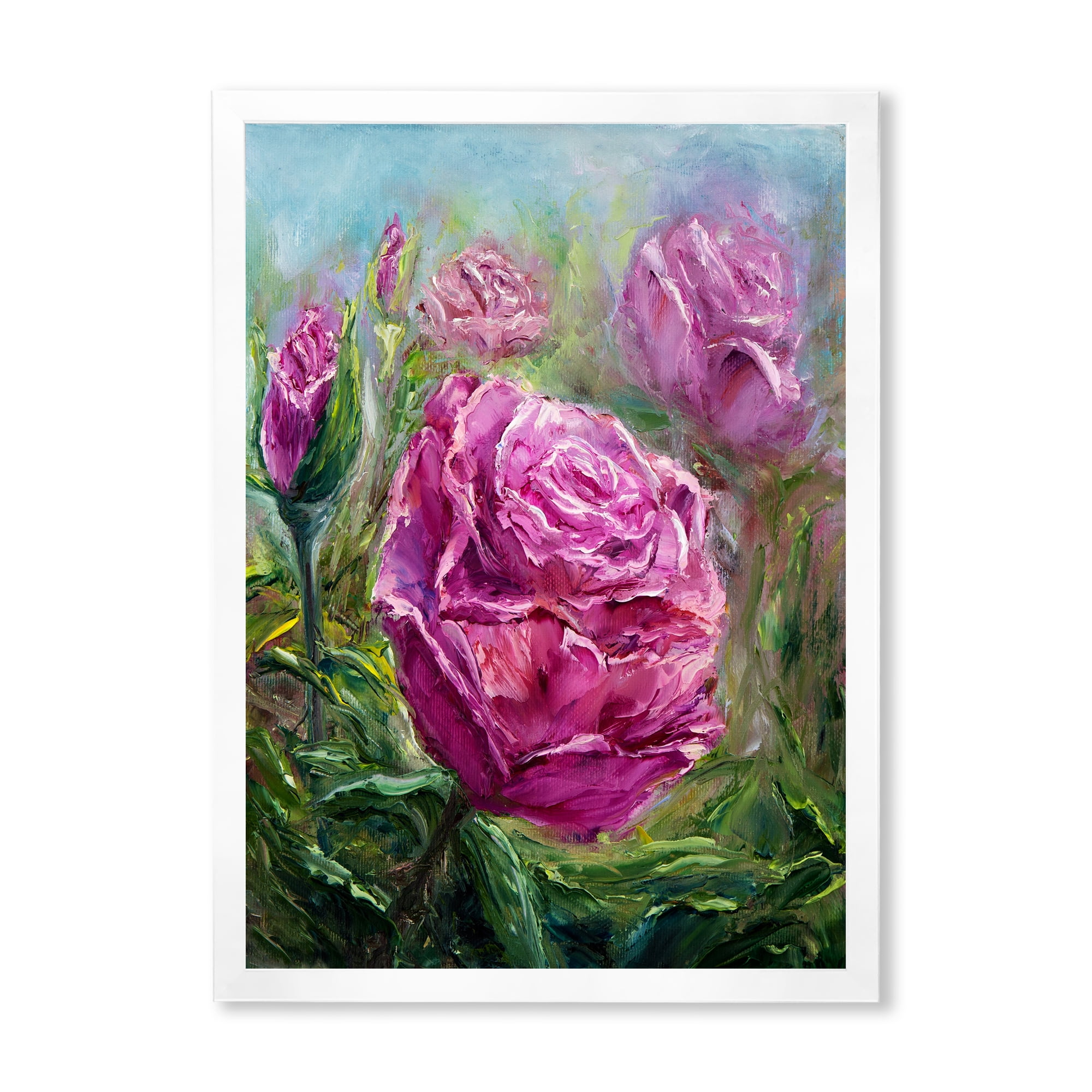 Designart 'Abstract Pink Peonies' Traditional Framed Art Print