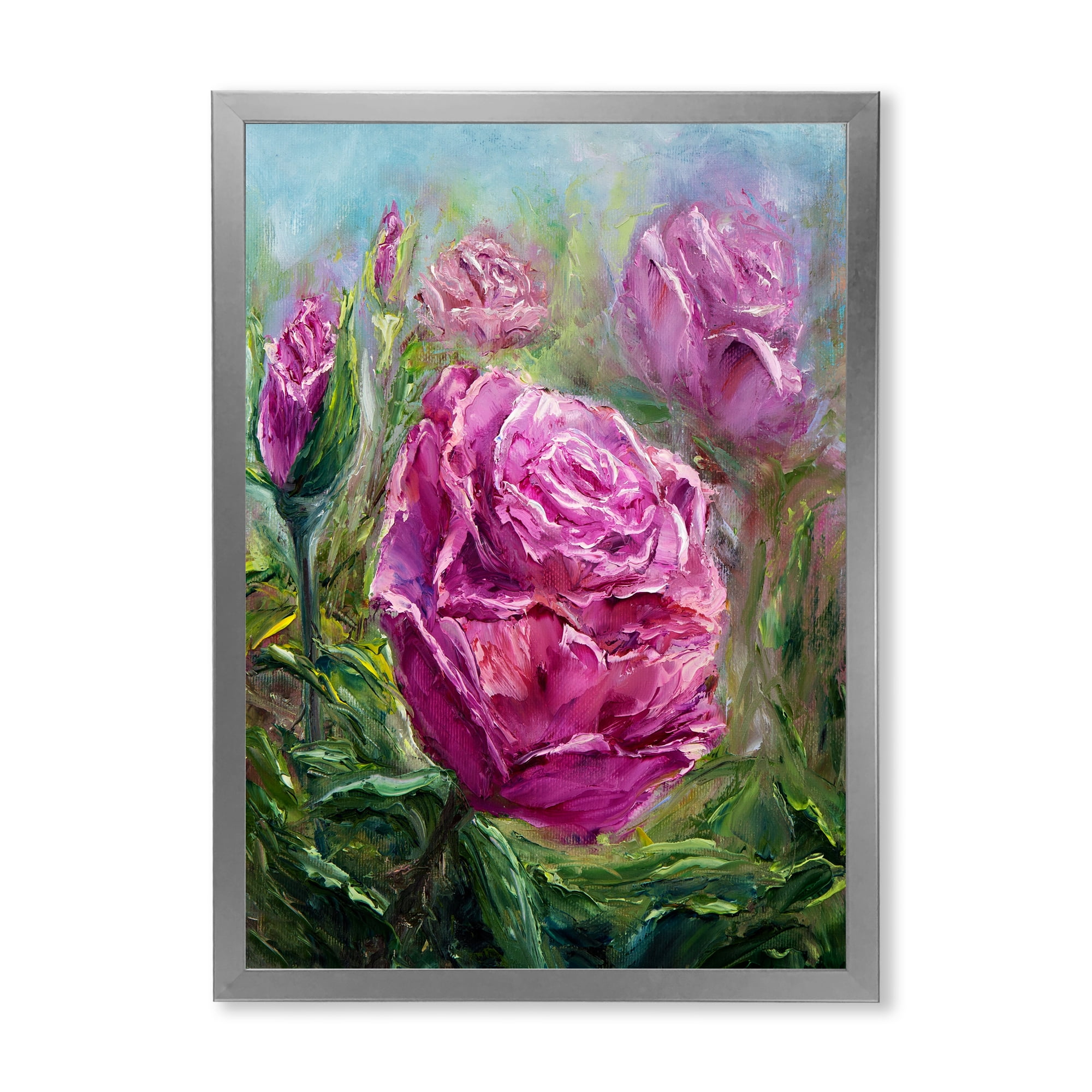 Designart 'Abstract Pink Peonies' Traditional Framed Art Print