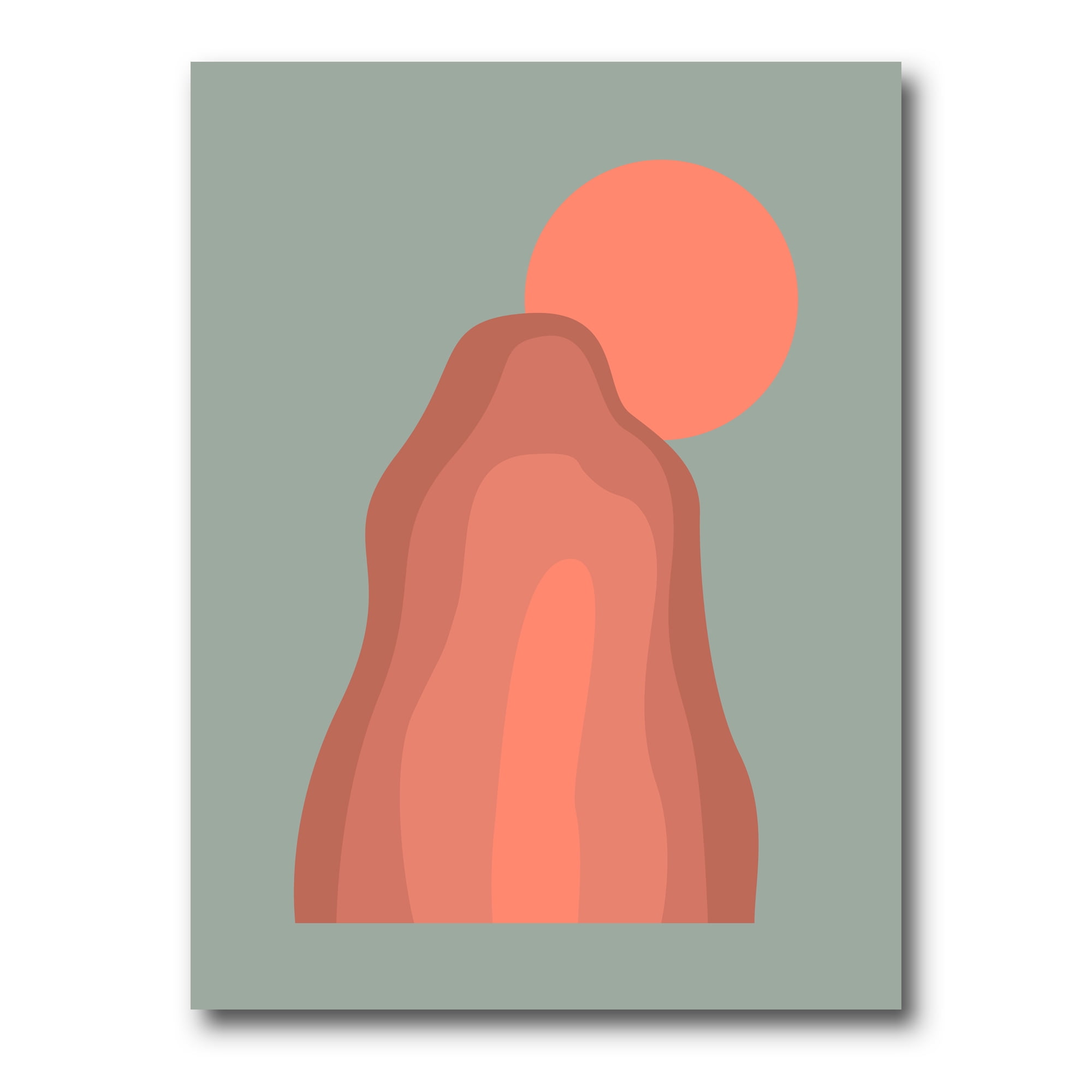 Designart ' Abstract Pink Sunset Mountain Landscape ' Modern Canvas Wall Art Print