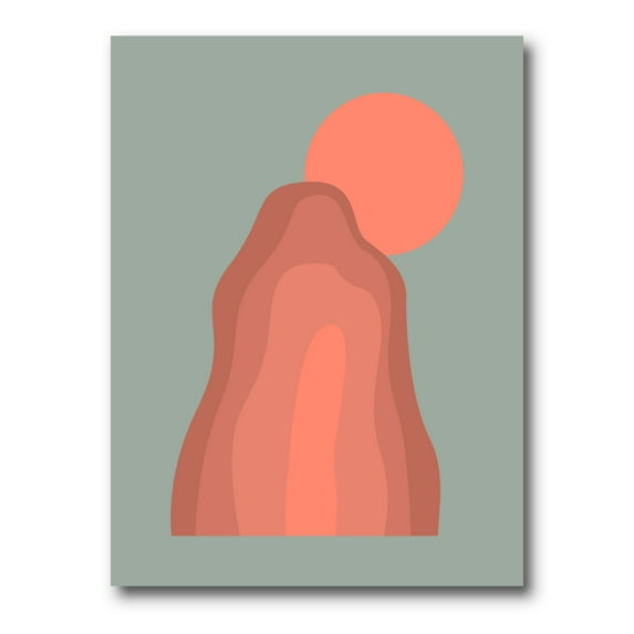 Designart ' Abstract Pink Sunset Mountain Landscape ' Modern Canvas Wall Art Print
