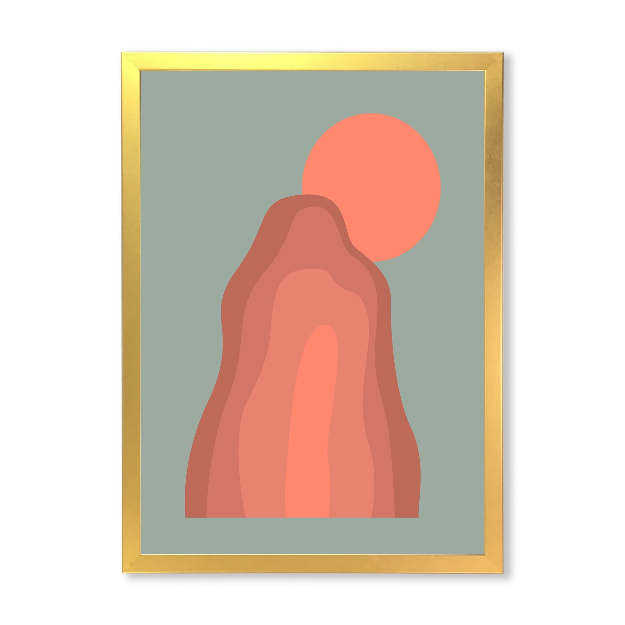 Designart 'Abstract Pink Sunset Mountain Landscape' Modern Framed Art Print