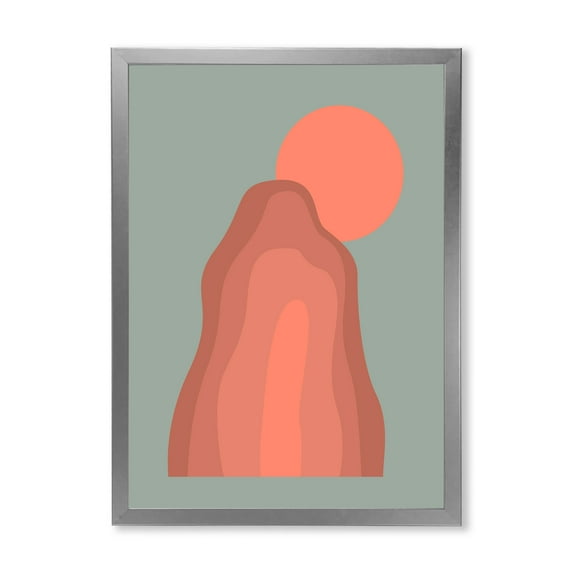 Designart 'Abstract Pink Sunset Mountain Landscape' Modern Framed Art Print