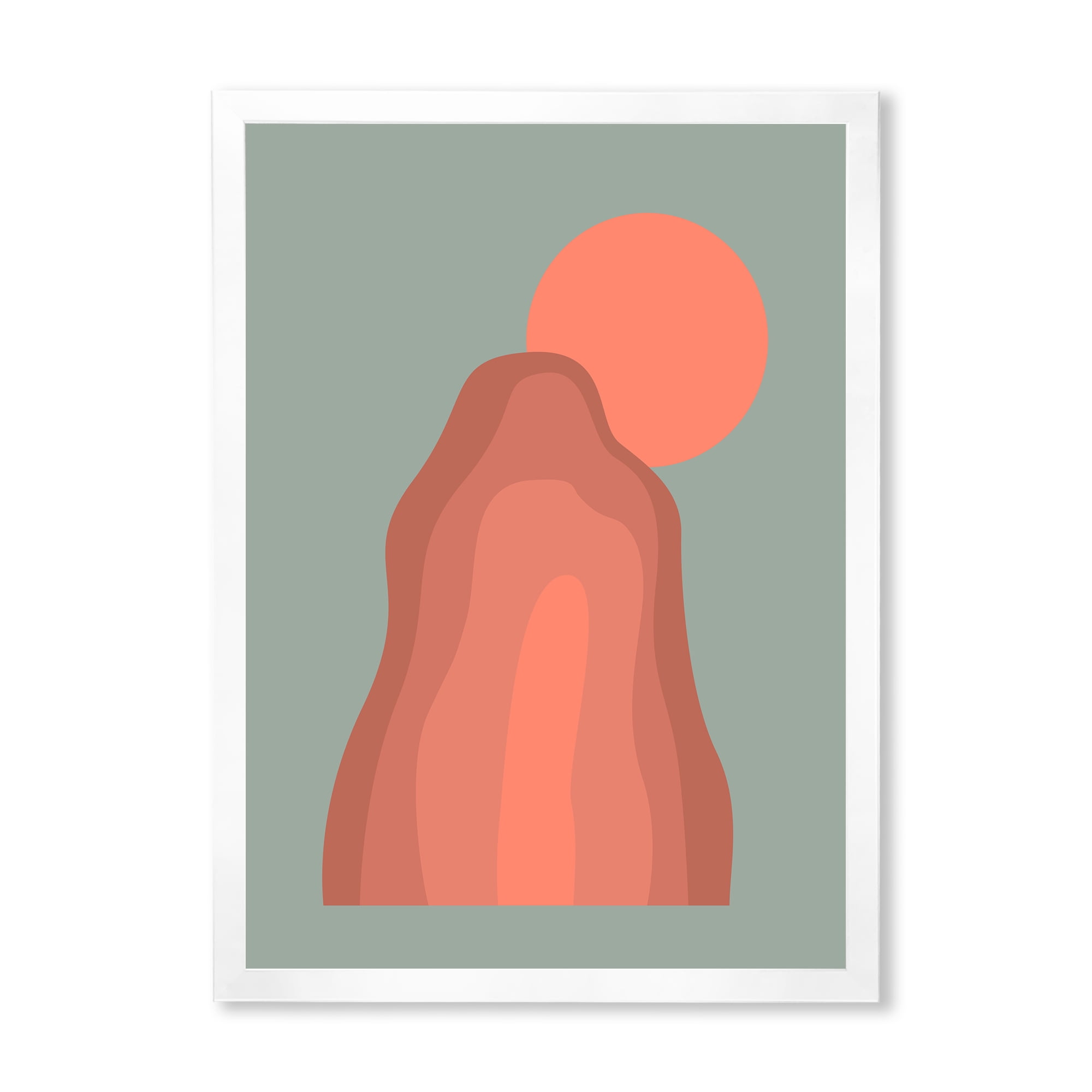 Designart 'Abstract Pink Sunset Mountain Landscape' Modern Framed Art Print