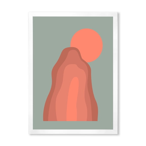 Designart 'Abstract Pink Sunset Mountain Landscape' Modern Framed Art Print
