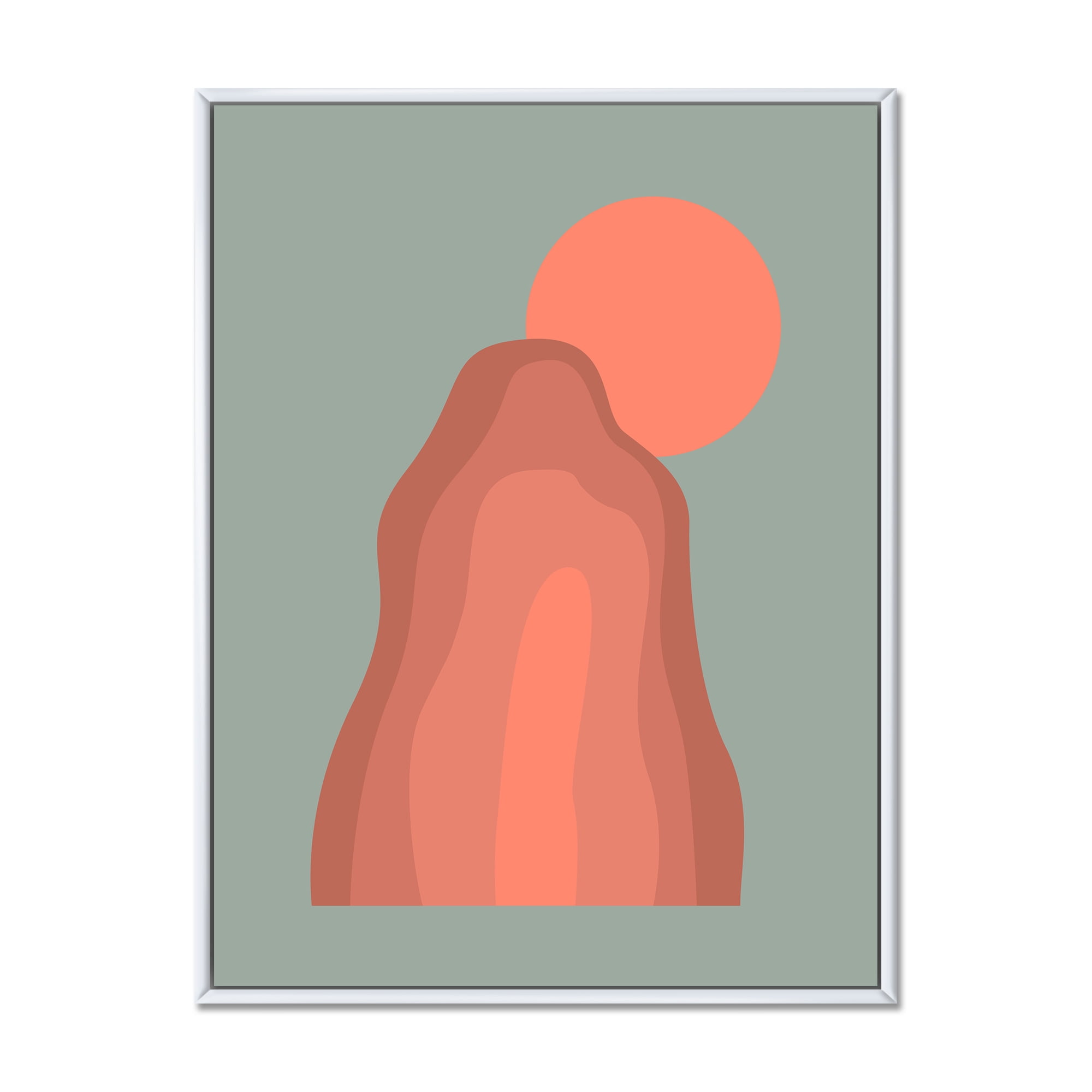 Designart 'Abstract Pink Sunset Mountain Landscape' Modern Framed Canvas Wall Art Print