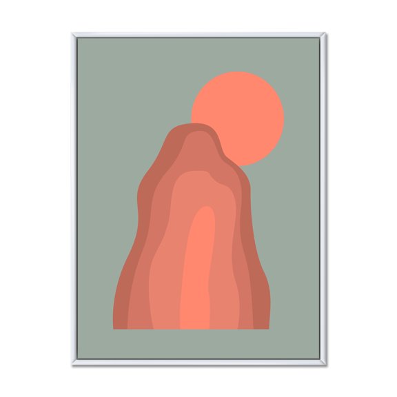 Designart 'Abstract Pink Sunset Mountain Landscape' Modern Framed Canvas Wall Art Print