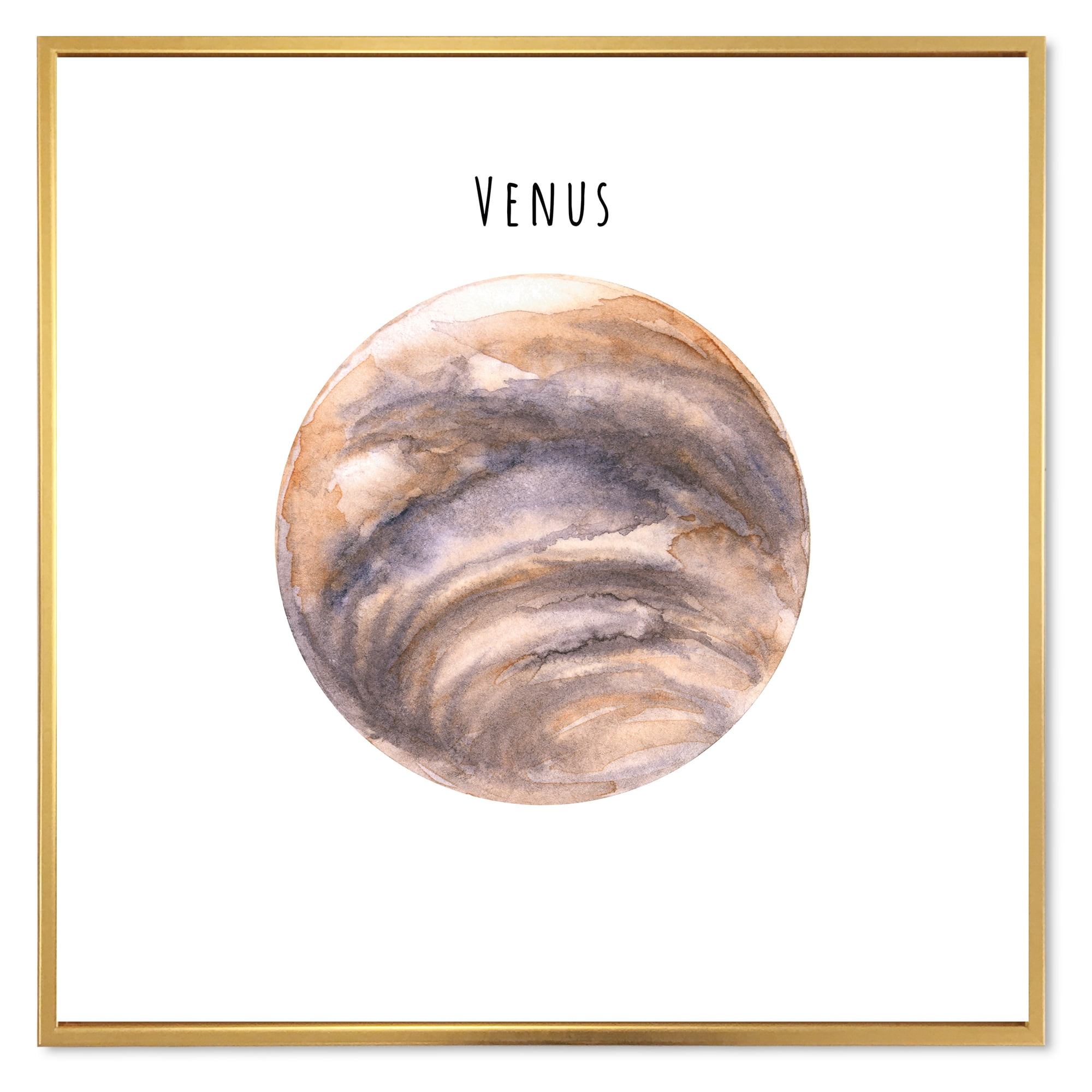 Designart 'Abstract Planet Venus' Bohemian & Eclectic Framed Canvas Wall Art Print