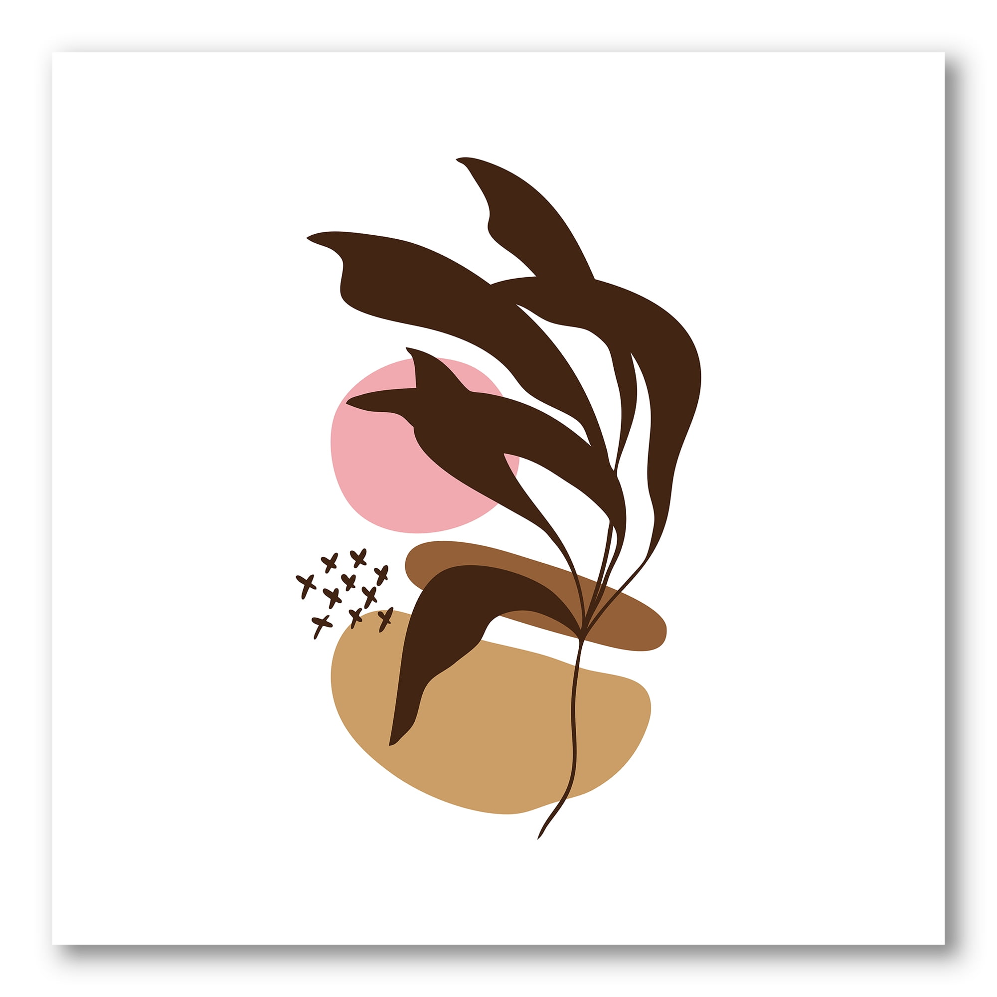 Designart ' Abstract Plants With Elementary Shapes ' Modern Canvas Wall Art Print