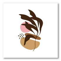 Designart ' Abstract Plants With Elementary Shapes ' Modern Canvas Wall Art Print