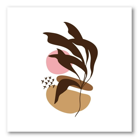 Designart ' Abstract Plants With Elementary Shapes ' Modern Canvas Wall Art Print