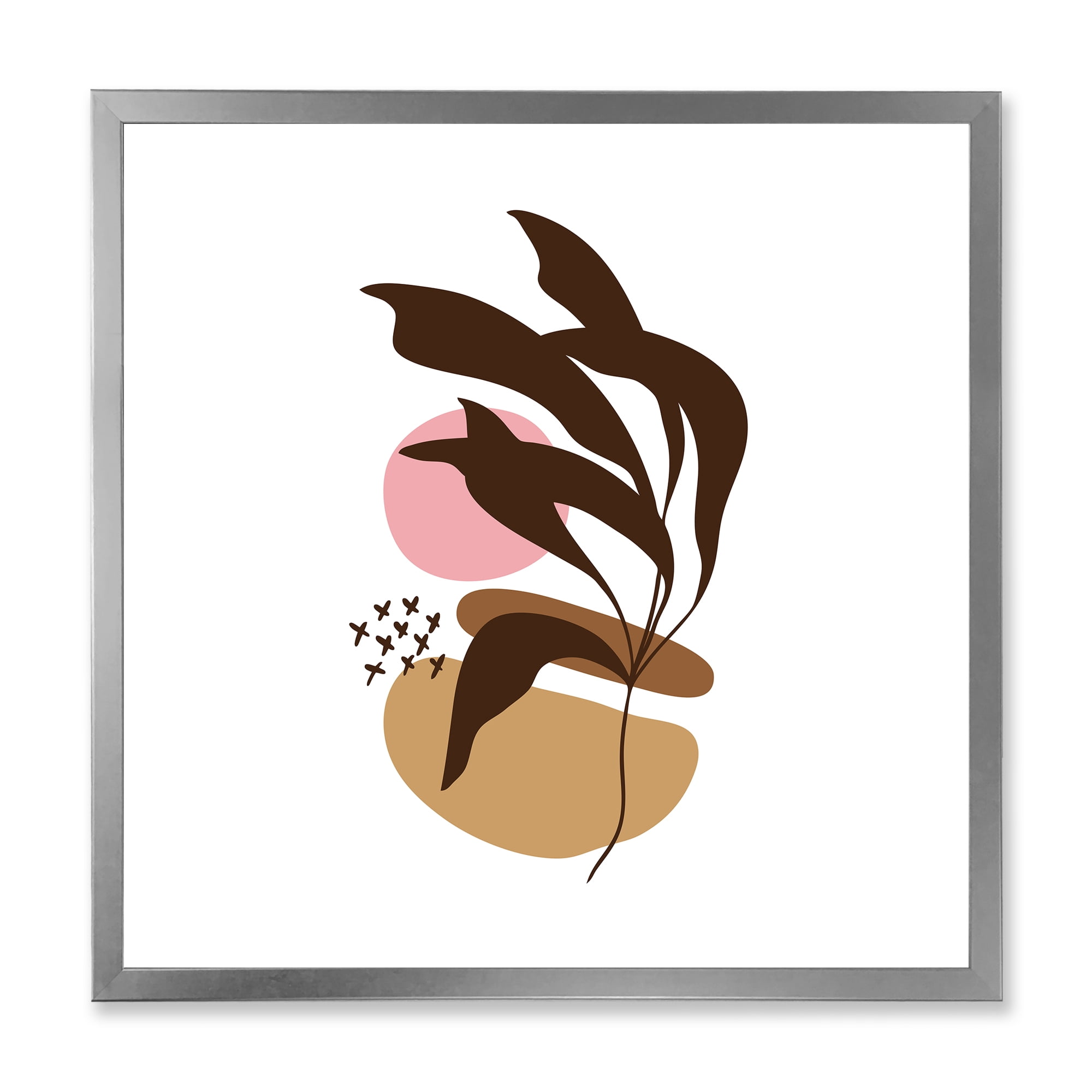 Designart 'Abstract Plants With Elementary Shapes' Modern Framed Art Print
