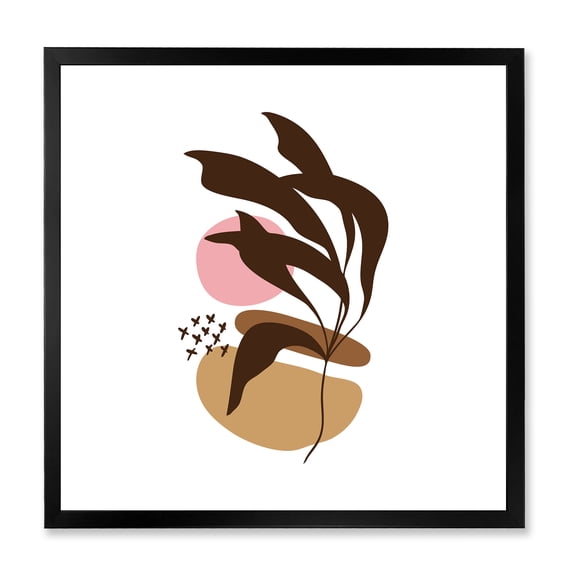 Designart 'Abstract Plants With Elementary Shapes' Modern Framed Art Print