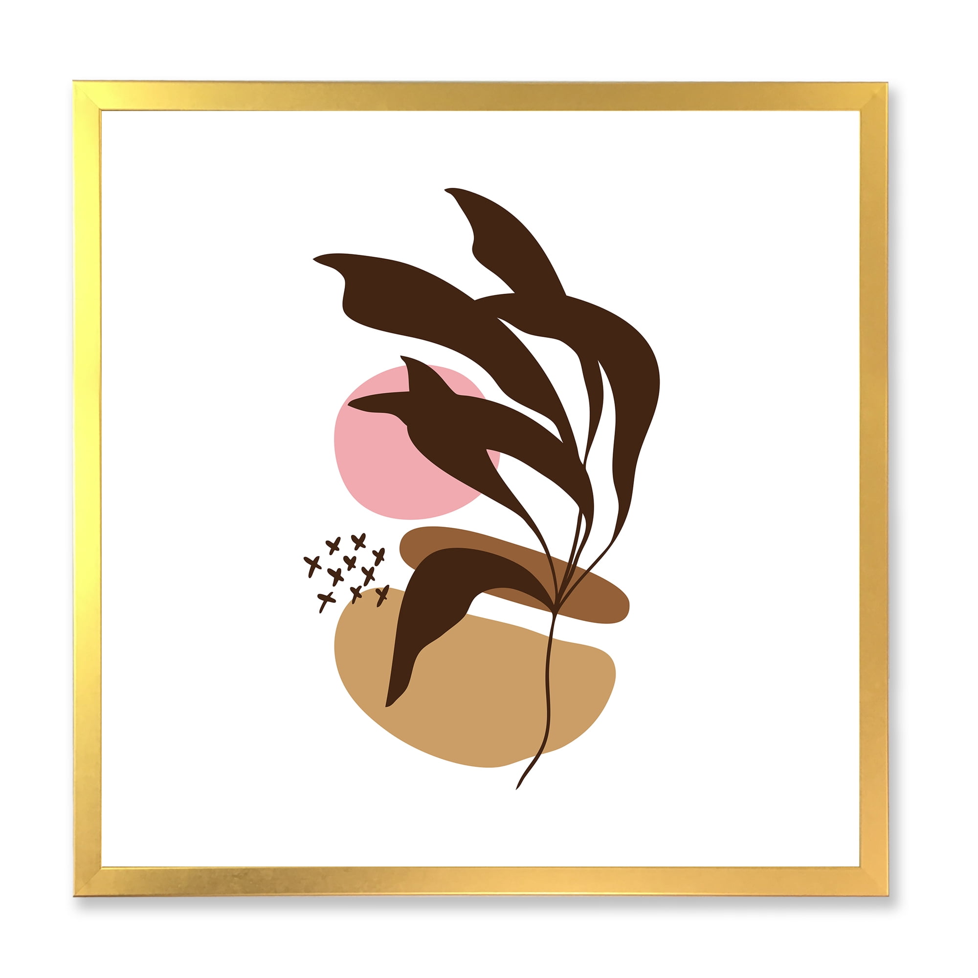 Designart 'Abstract Plants With Elementary Shapes' Modern Framed Art Print