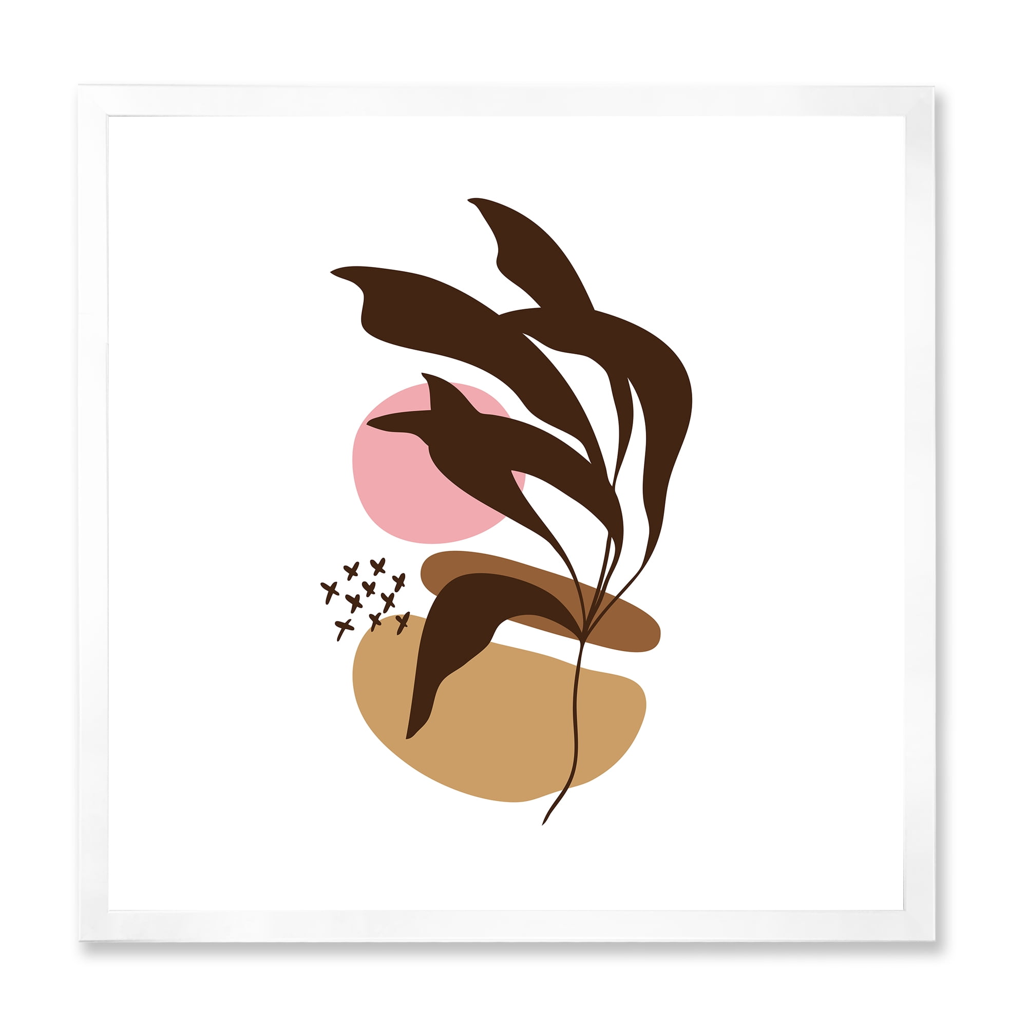 Designart 'Abstract Plants With Elementary Shapes' Modern Framed Art Print