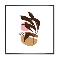 Designart 'Abstract Plants With Elementary Shapes' Modern Framed Canvas Wall Art Print
