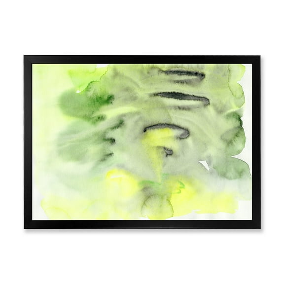Designart 'Abstract Pond of Yellow and Green' Modern Framed Art Print