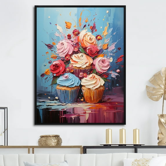 Designart "Abstract Pop Art Of Bursting Balloon Banter" Pop Art Floater Framed Wall Decor
