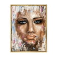 thumbnail image 1 of Designart 'Abstract Portrait Of A Young Woman With Blue Eyes I' Modern Framed Canvas Wall Art Print, 1 of 5