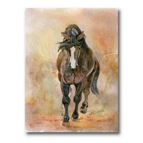 Designart ' Abstract Portrait Of Beautiful Chestnut Horse I ' Farmhouse Canvas Wall Art Print