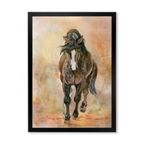 Designart 'Abstract Portrait Of Beautiful Chestnut Horse I' Farmhouse Framed Art Print
