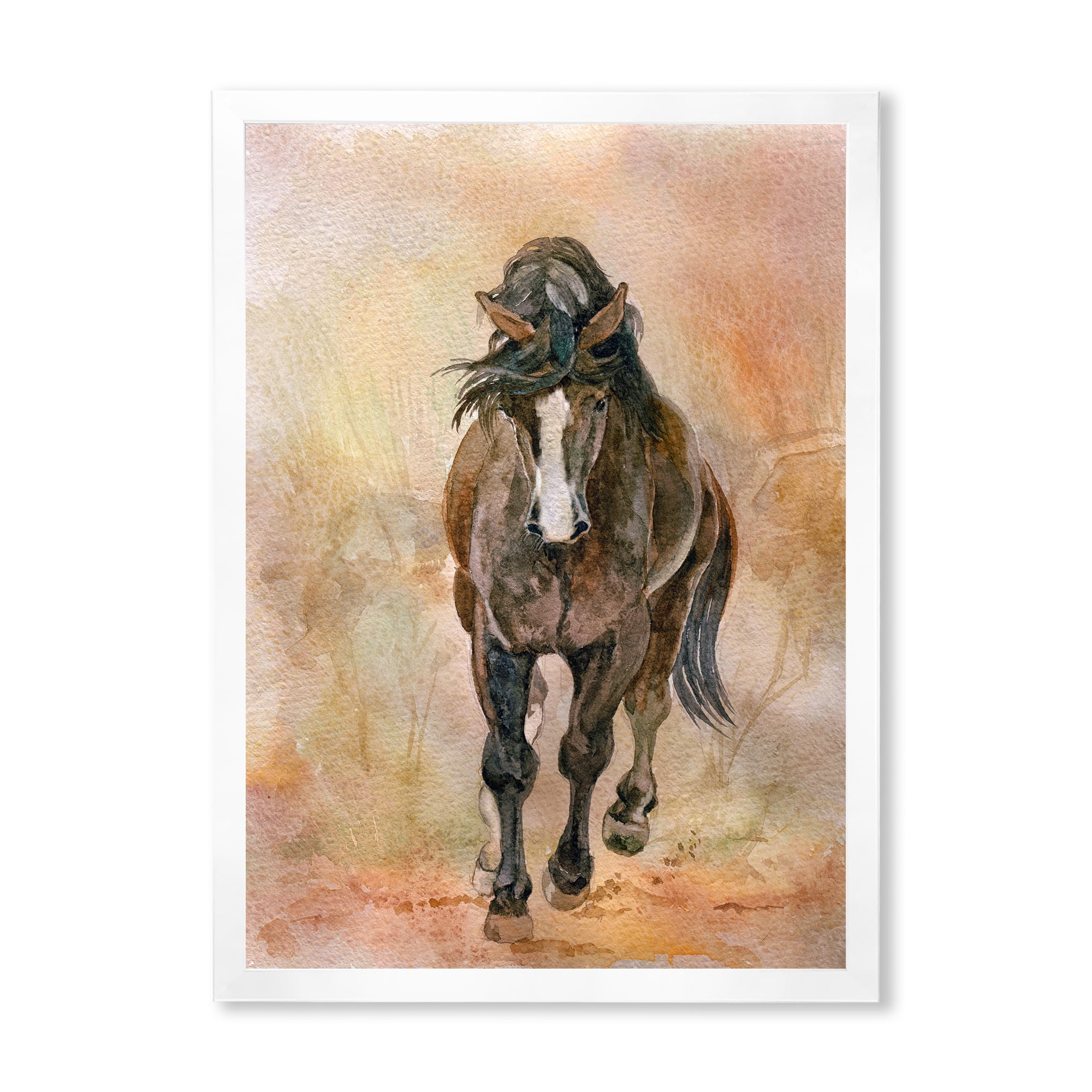Designart 'Abstract Portrait Of Beautiful Chestnut Horse II' Farmhouse Framed Art Print