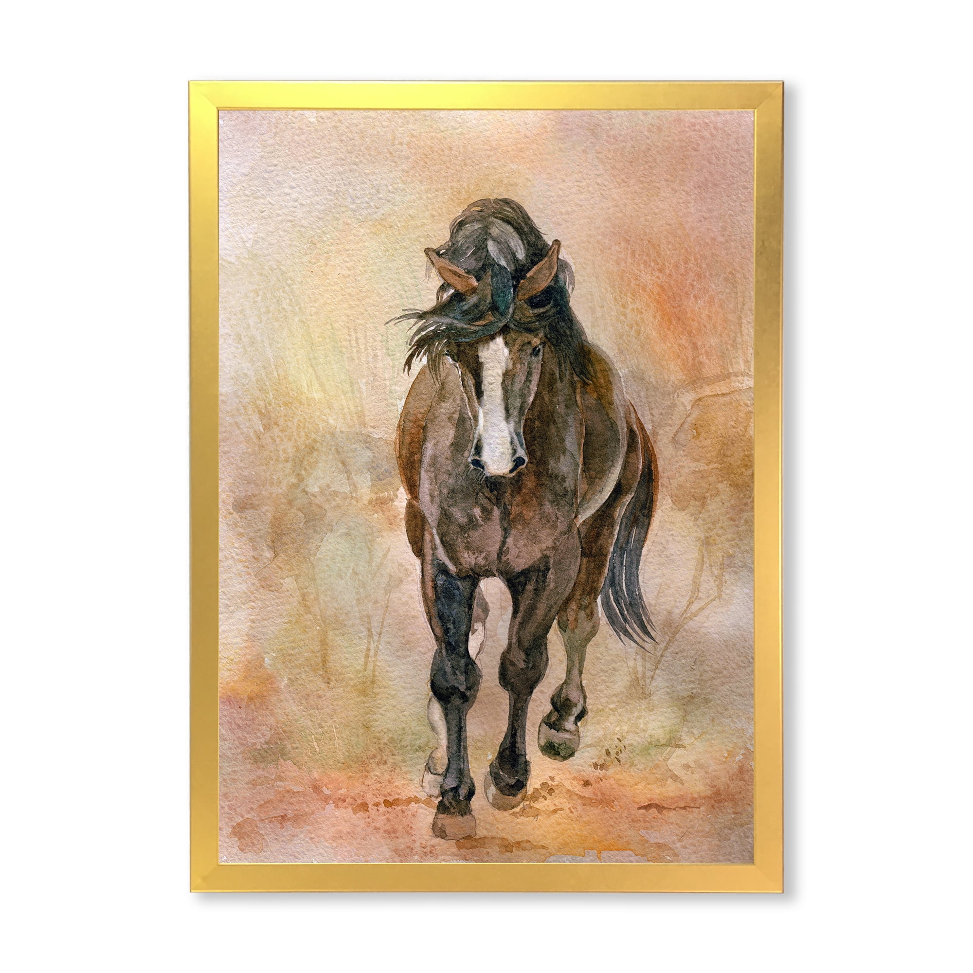 Designart 'Abstract Portrait Of Beautiful Chestnut Horse II' Farmhouse Framed Art Print