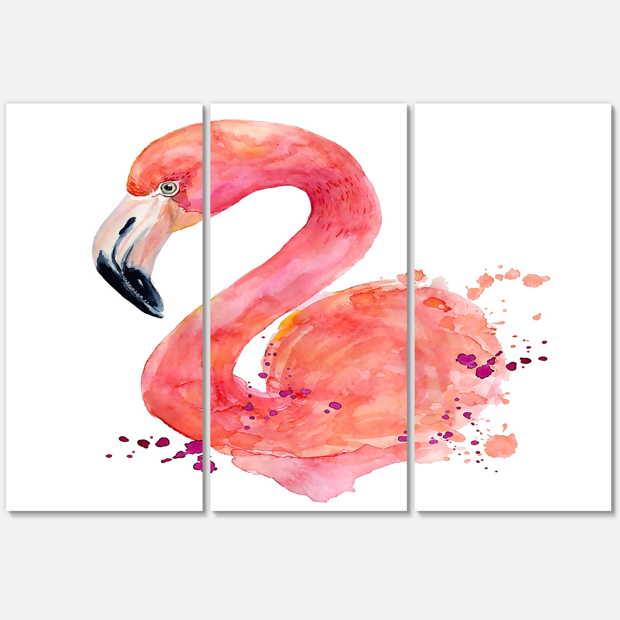 Designart ' Abstract Portrait of Pink Flamingo I ' Farmhouse Canvas Wall Art Print