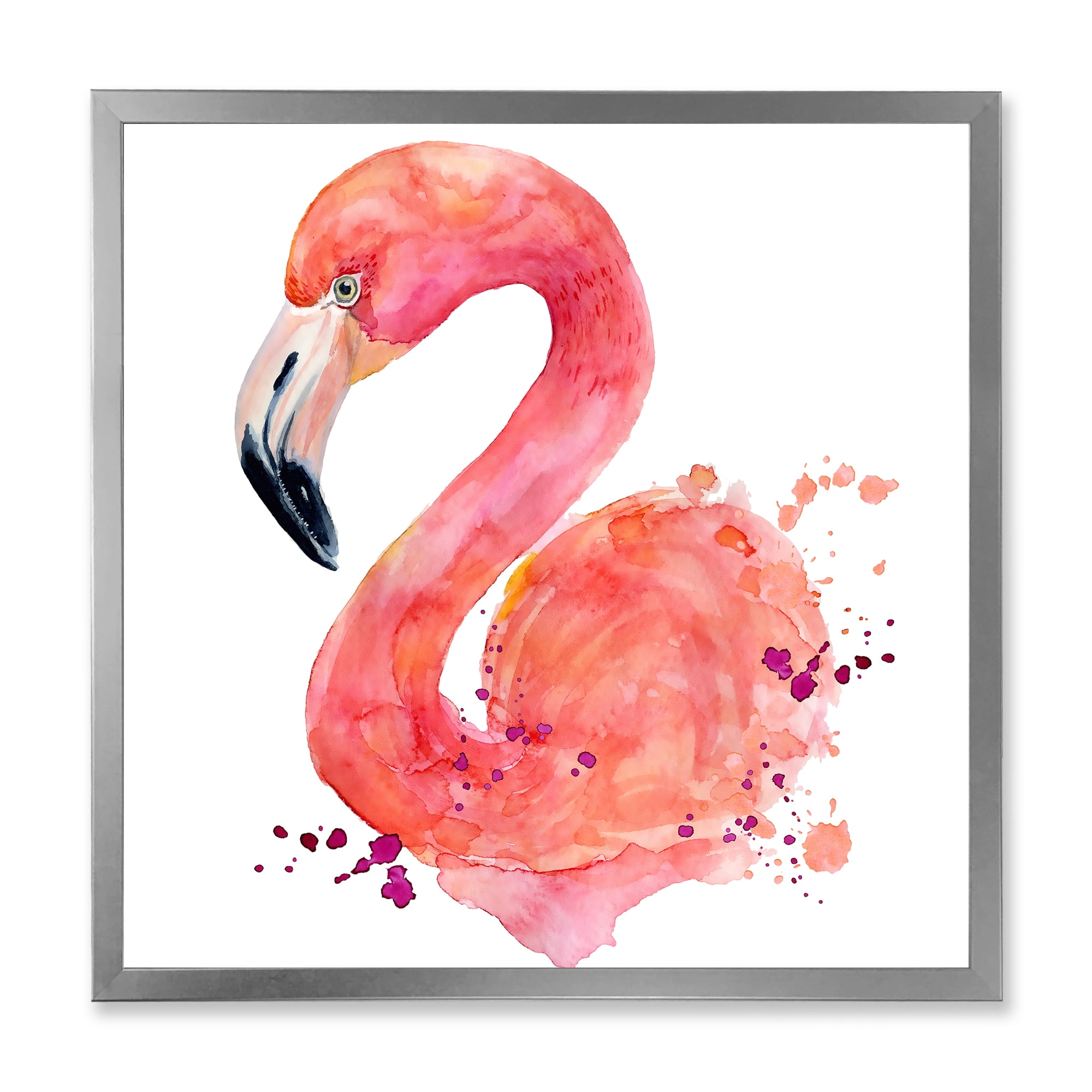 Designart 'Abstract Portrait of Pink Flamingo I' Farmhouse Framed Art Print